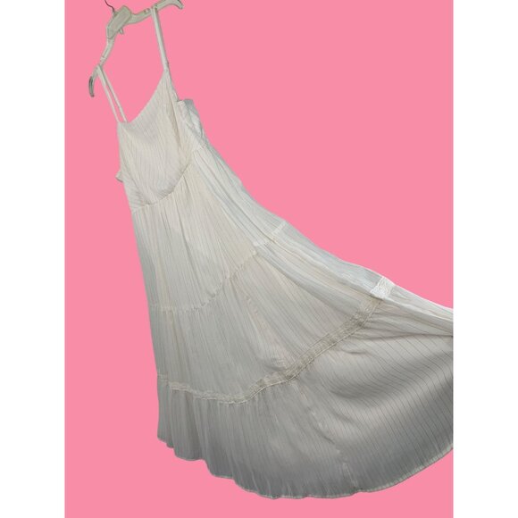 Torrid White Gold Chiffon Tiered Midi Dress Size 2X Adj Straps Smock NWT RA10137 - Picture 5 of 13